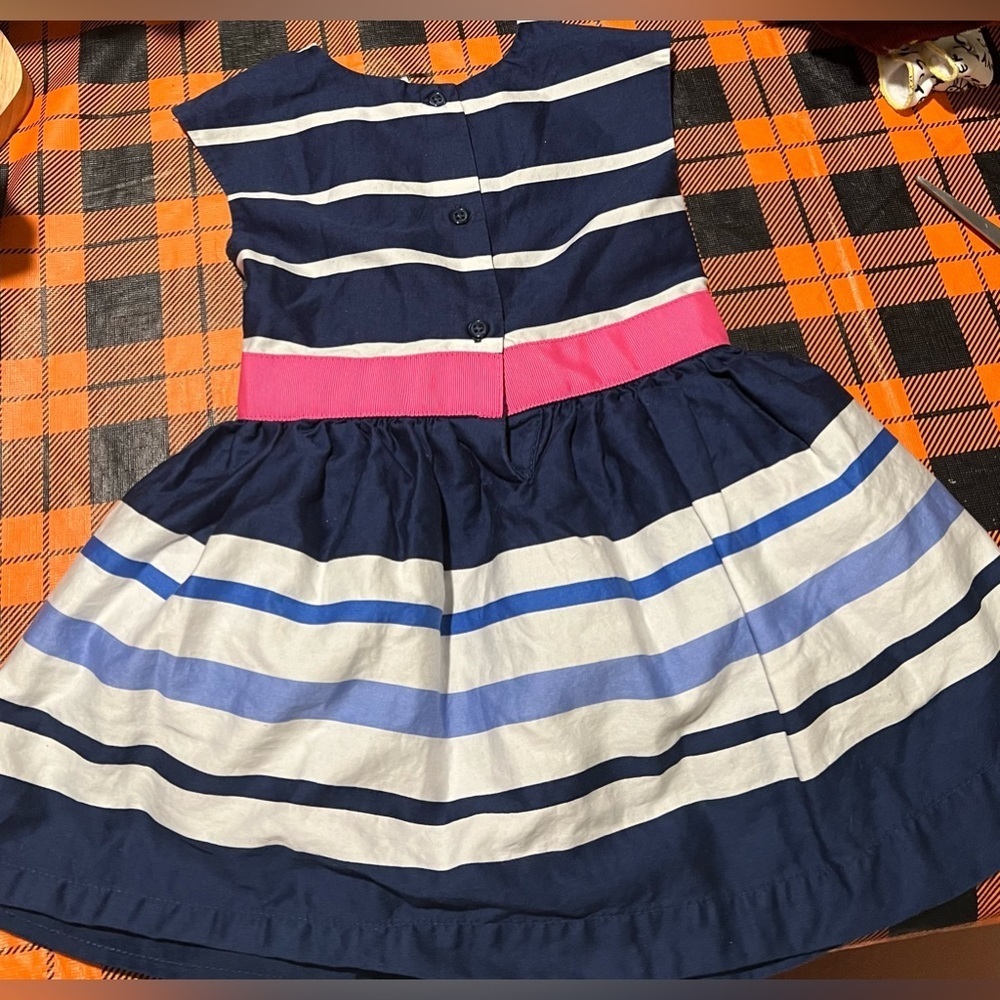 Carter’s Girls Navy & White Striped Dress with Pink Sash Size 2T EUC! 🩵🩷💙 - Picture 8 of 9